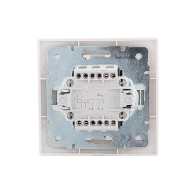 Выключатель 2-кл. СП Мира 10А IP20 с подсветкой с сер. вставкой бел. LEZARD 701-0215-112