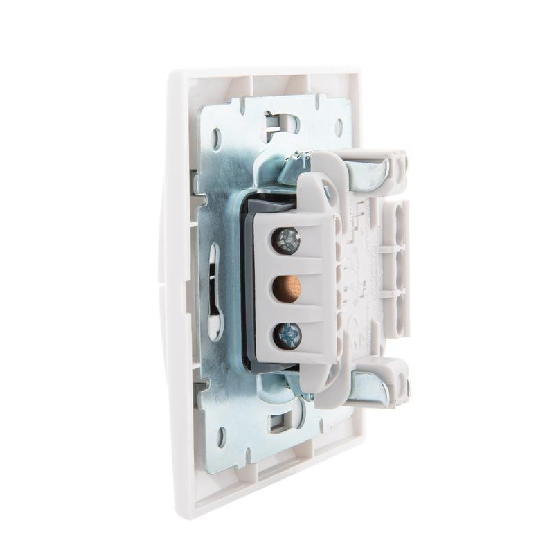 Выключатель 2-кл. СП Мира 10А IP20 с подсветкой с сер. вставкой бел. LEZARD 701-0215-112