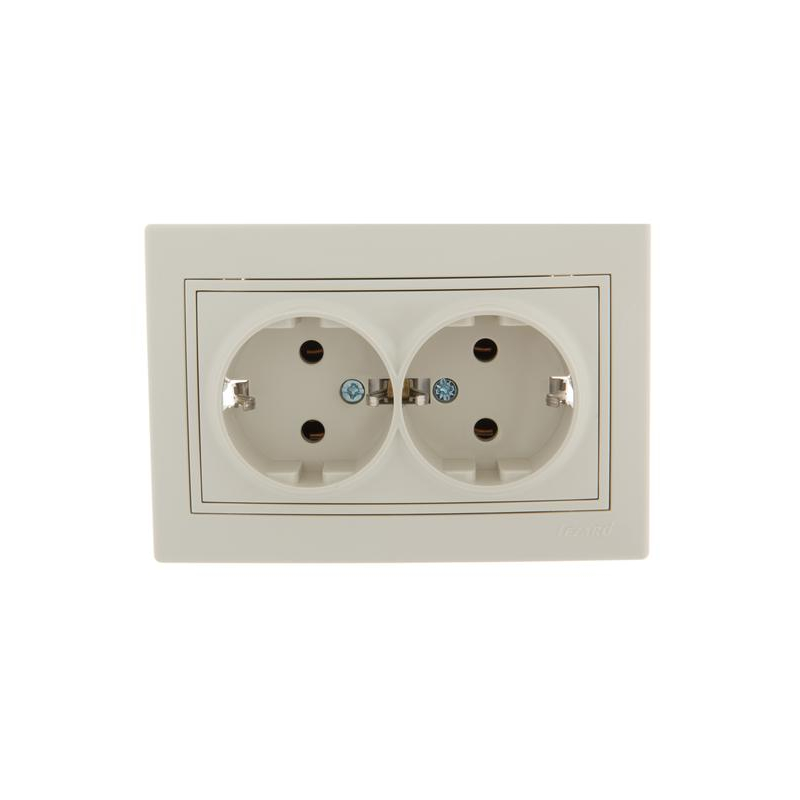 Розетка 2-м СП Мира 16А IP20 с заземл. со вставкой керамика крем. LEZARD 701-0303-127 Розетка 2-м СП Мира 16А IP20 с заземл. со вставкой керамика крем. LEZARD 701-0303-127