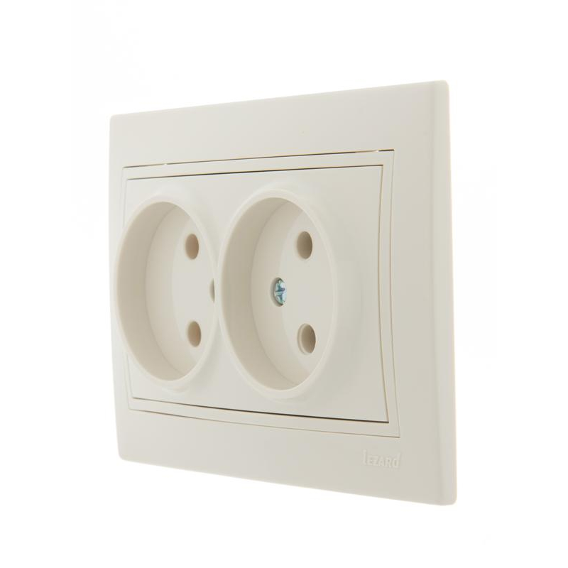 Розетка 2-м СП Мира 16А IP20 без заземл. со вставкой керамика крем. LEZARD 701-0303-128