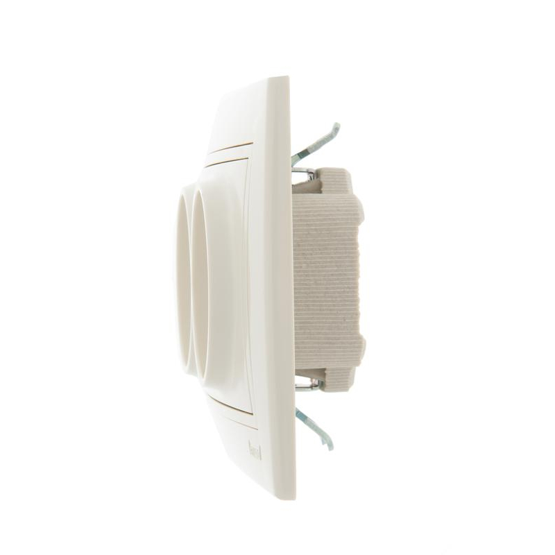 Розетка 2-м СП Мира 16А IP20 без заземл. со вставкой керамика крем. LEZARD 701-0303-128