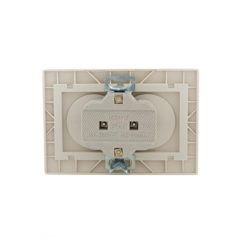 Розетка 2-м СП Мира 16А IP20 без заземл. со вставкой керамика крем. LEZARD 701-0303-128