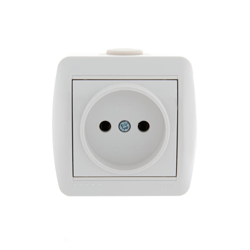 Розетка 1-м ОП Ната 16А IP20 без заземл. керамика бел. LEZARD 710-0200-121