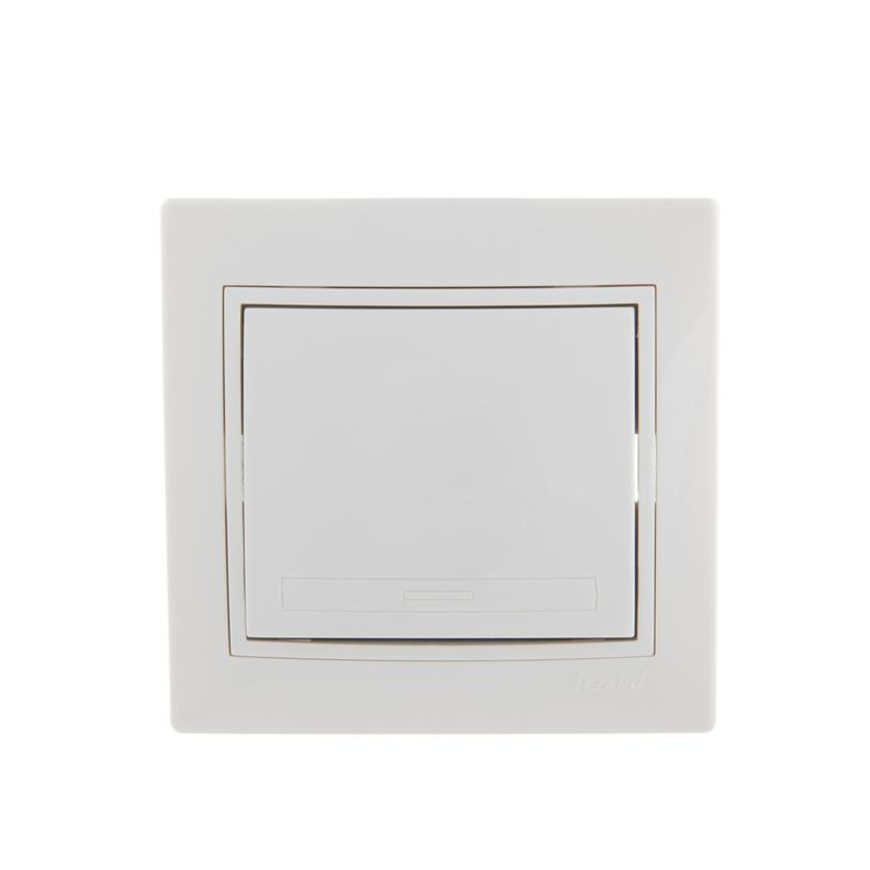 Выключатель 1-кл. СП Мира 10А IP20 с бел.вставкой бел. LEZARD 701-0202-100