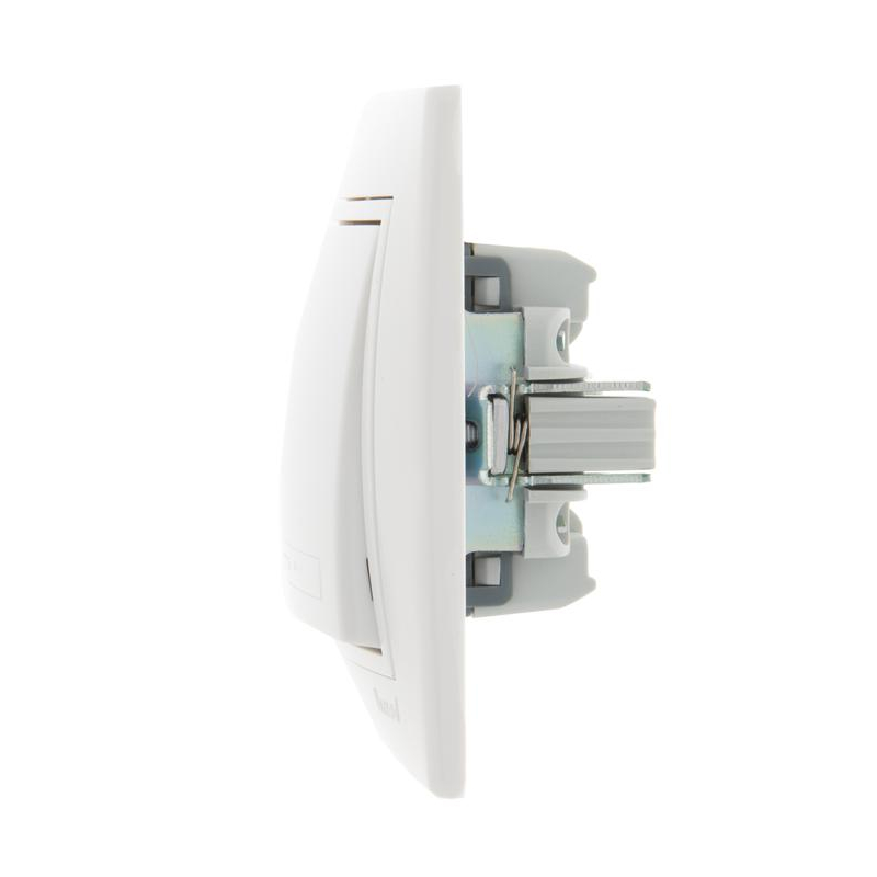 Выключатель 1-кл. СП Мира 10А IP20 с бел.вставкой бел. LEZARD 701-0202-100