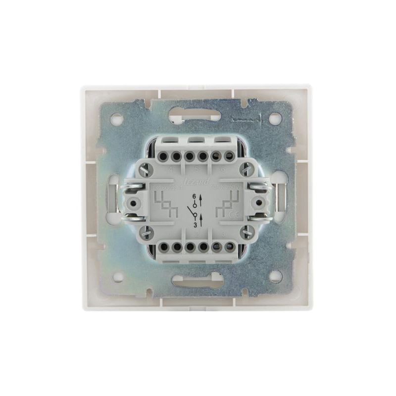 Выключатель 1-кл. СП Мира 10А IP20 с бел.вставкой бел. LEZARD 701-0202-100