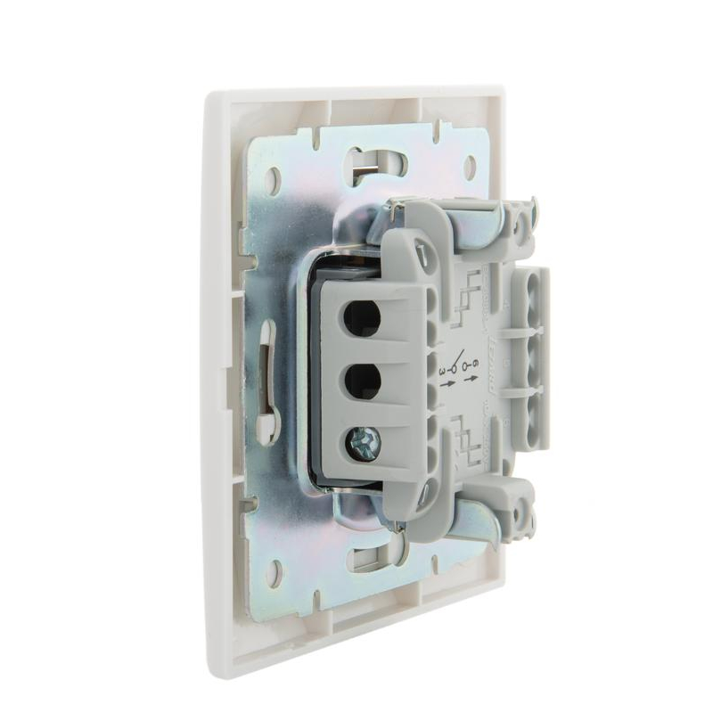 Выключатель 1-кл. СП Мира 10А IP20 с бел.вставкой бел. LEZARD 701-0202-100