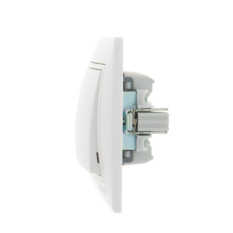 Выключатель 2-кл. СП Мира 10А IP20 с бел.вставкой бел. LEZARD 701-0202-101