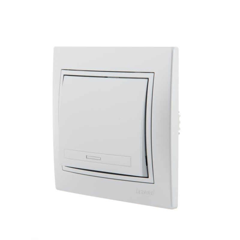 Выключатель 1-кл. СП Мира 10А IP20 со вставкой сер. метал. LEZARD 701-1010-100