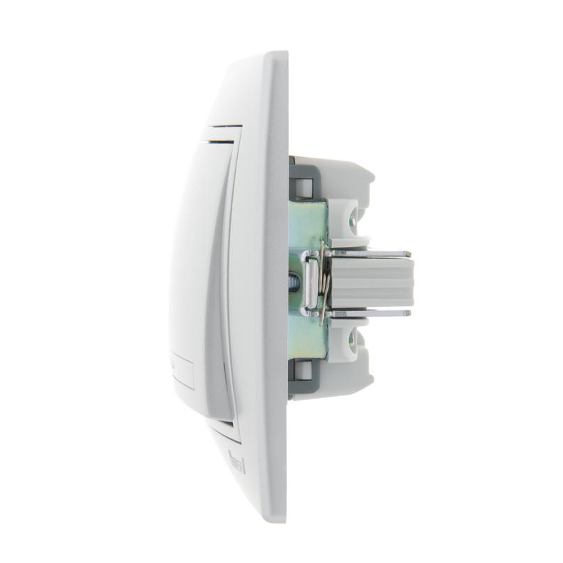 Выключатель 1-кл. СП Мира 10А IP20 с подсветкой со вставкой сер. метал. LEZARD 701-1010-111