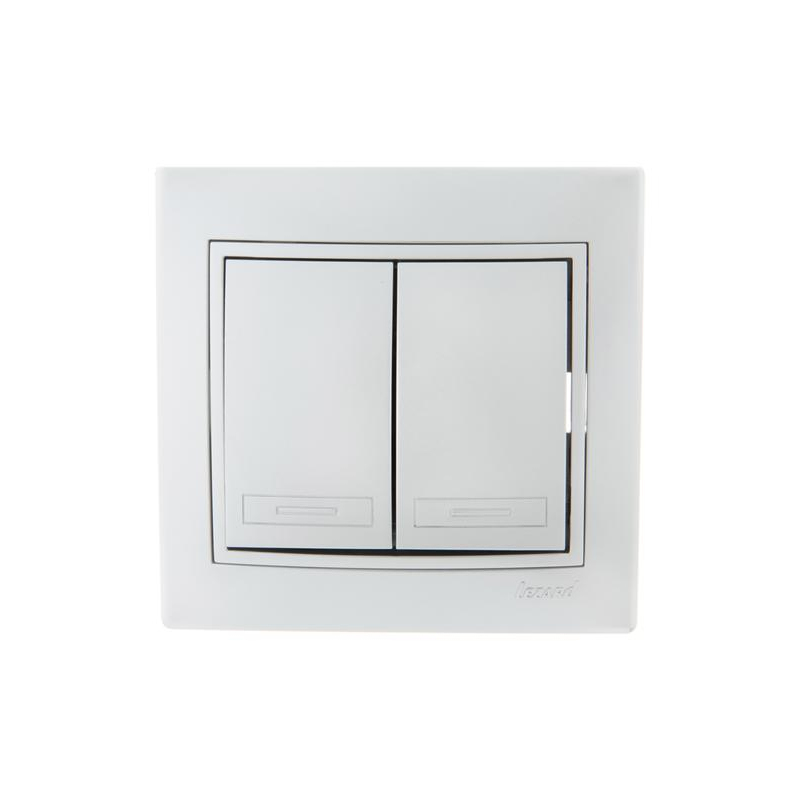 Выключатель 2-кл. СП Мира 10А IP20 со вставкой сер. метал. LEZARD 701-1010-101