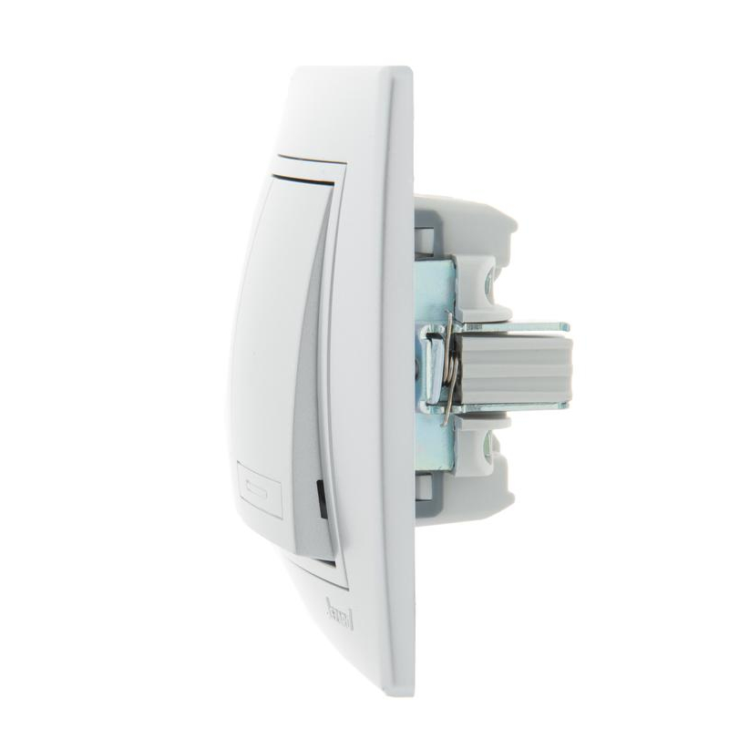 Выключатель 2-кл. СП Мира 10А IP20 со вставкой сер. метал. LEZARD 701-1010-101