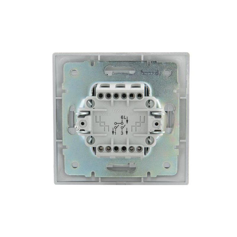 Выключатель 2-кл. СП Мира 10А IP20 со вставкой сер. метал. LEZARD 701-1010-101