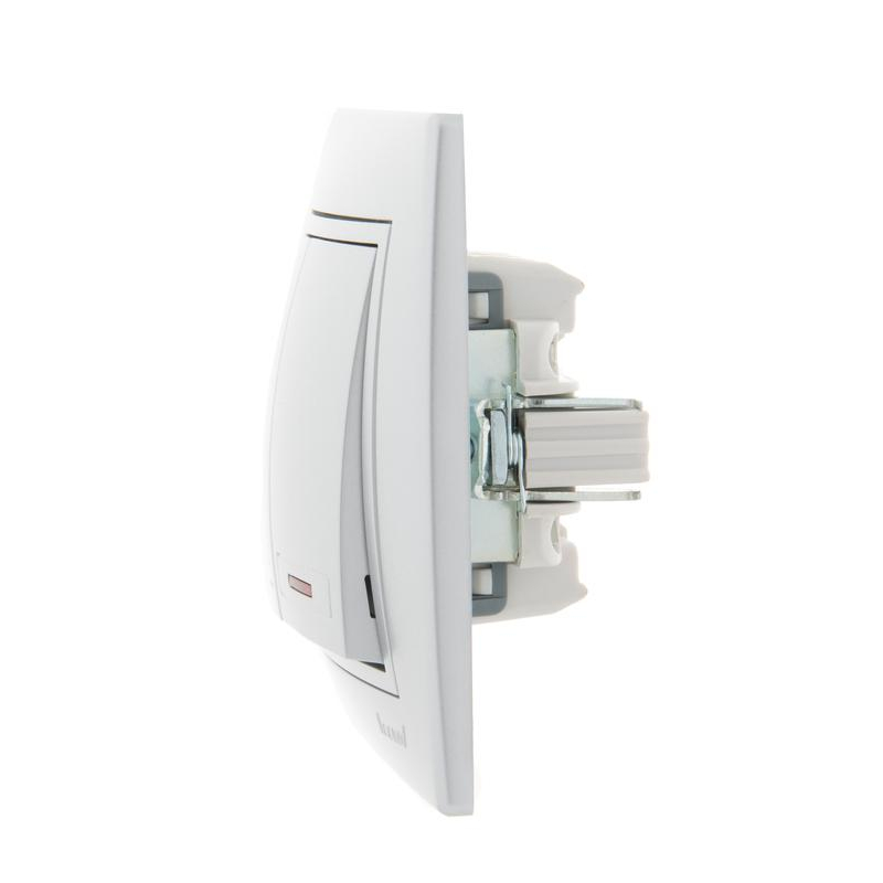 Выключатель 2-кл. СП Мира 10А IP20 с подсветкой со вставкой сер. метал. LEZARD 701-1010-112