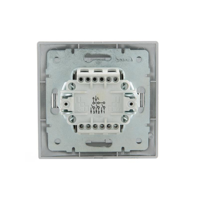 Выключатель 3-кл. СП Мира 10А IP20 со вставкой сер. метал. LEZARD 701-1010-109