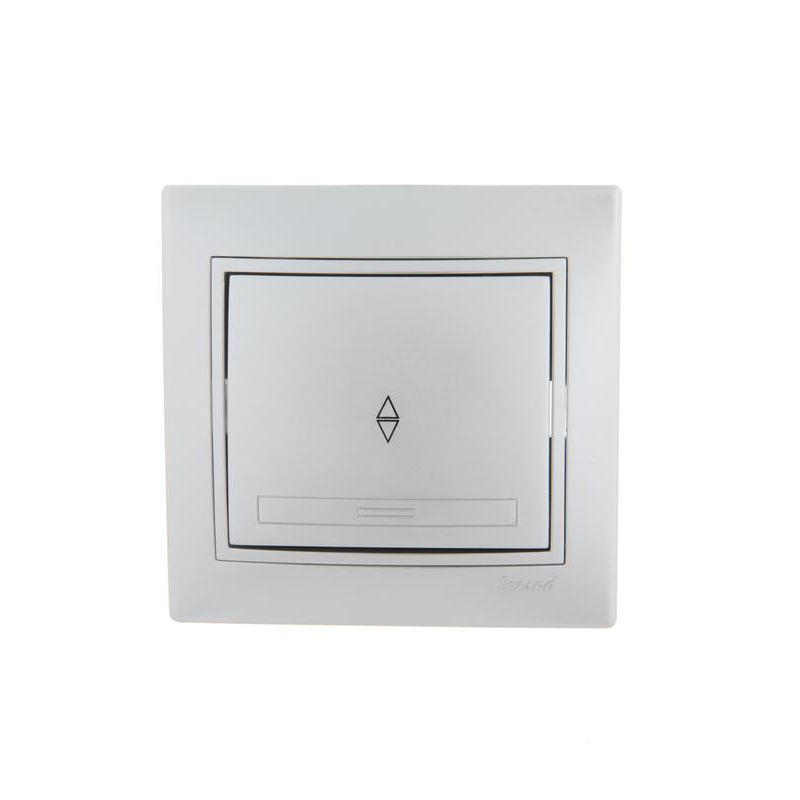 Выключатель проходной 1-кл. СП Мира 10А IP20 со вставкой сер. метал. LEZARD 701-1010-105