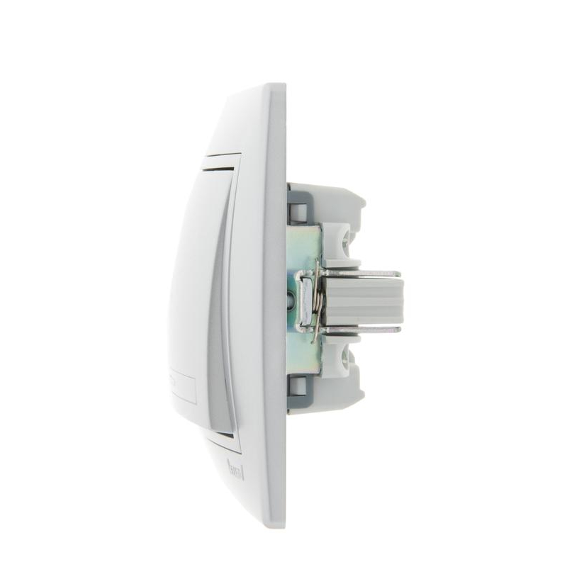 Выключатель проходной 1-кл. СП Мира 10А IP20 со вставкой сер. метал. LEZARD 701-1010-105