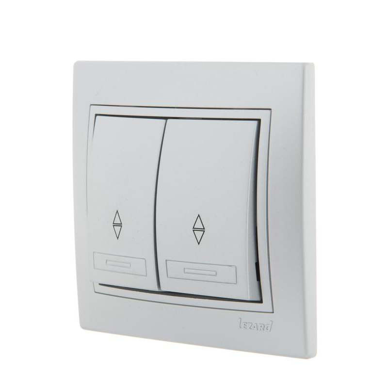 Выключатель проходной 2-кл. СП Мира 10А IP20 со вставкой сер. метал. LEZARD 701-1010-106