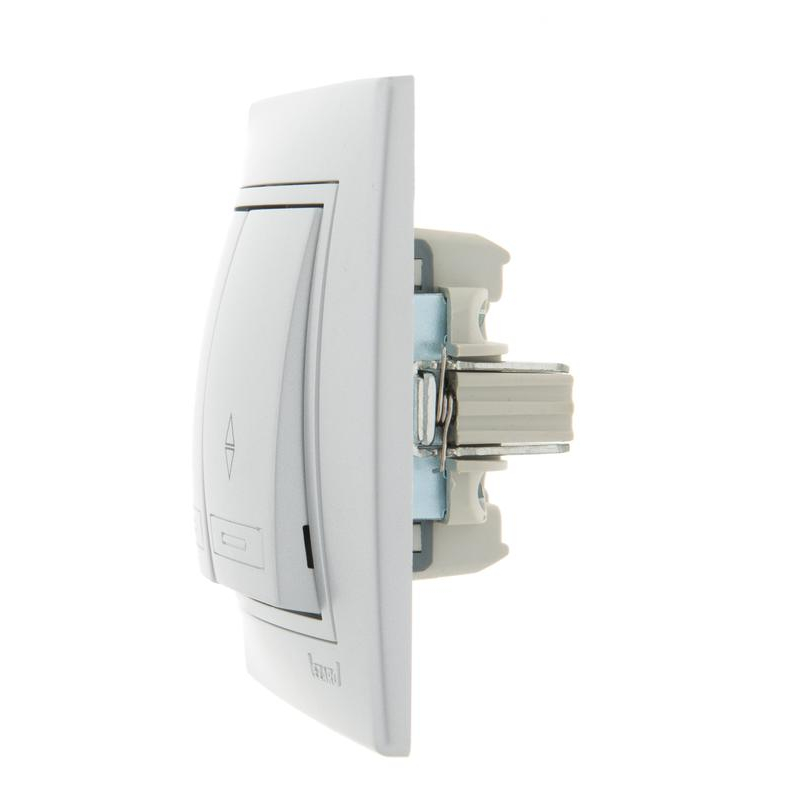 Выключатель проходной 2-кл. СП Мира 10А IP20 со вставкой сер. метал. LEZARD 701-1010-106