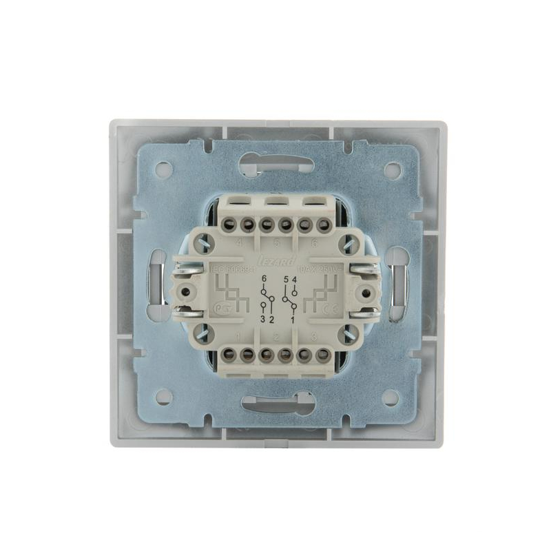 Выключатель проходной 2-кл. СП Мира 10А IP20 со вставкой сер. метал. LEZARD 701-1010-106