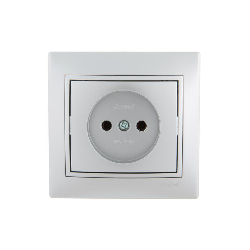 Розетка 1-м СП Мира 16А IP20 без заземл. со вставкой керамика сер. метал. LEZARD 701-1010-121