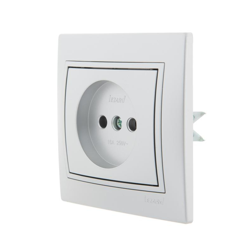 Розетка 1-м СП Мира 16А IP20 без заземл. со вставкой керамика сер. метал. LEZARD 701-1010-121