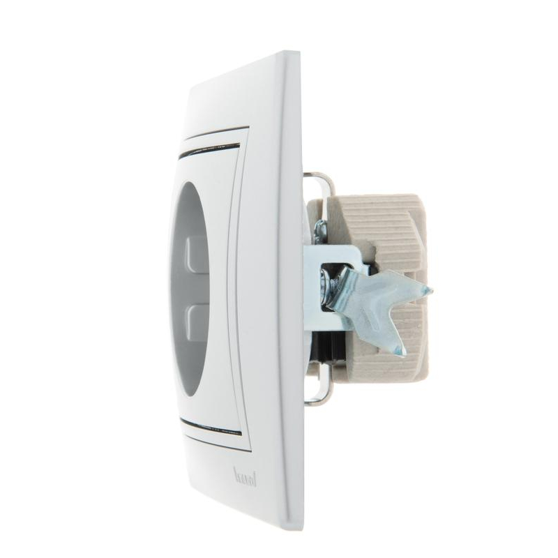 Розетка 1-м СП Мира 16А IP20 с заземл. со вставкой керамика сер. метал. LEZARD 701-1010-122