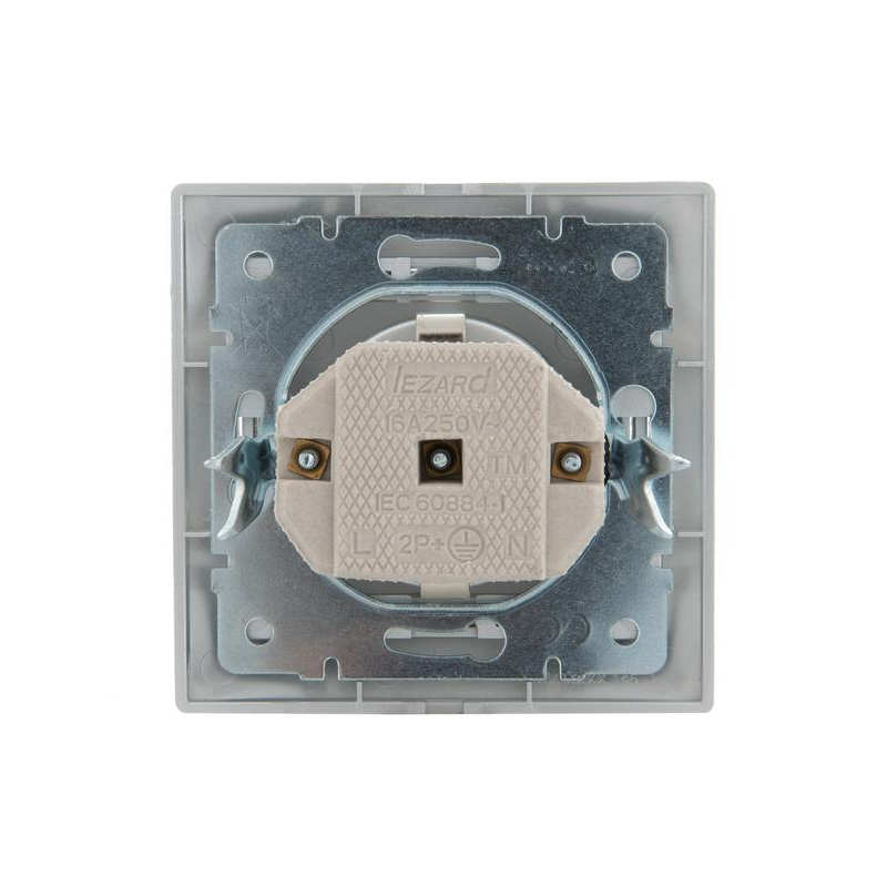 Розетка 1-м СП Мира 16А IP20 с заземл. со вставкой керамика сер. метал. LEZARD 701-1010-122
