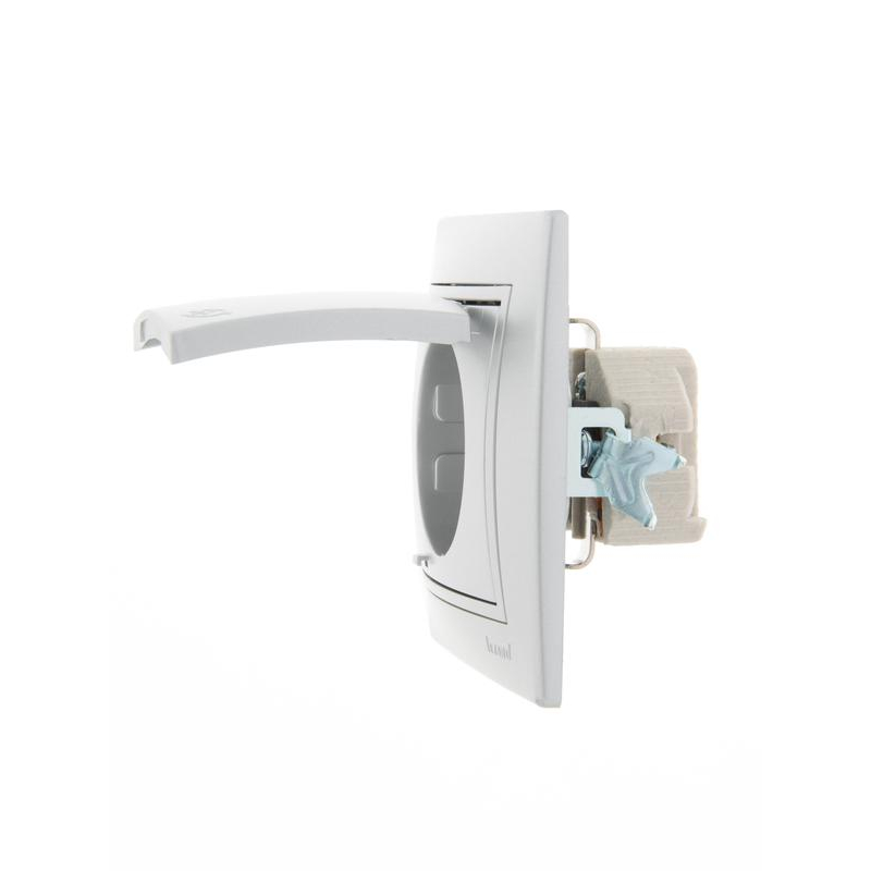 Розетка 1-м СП Мира 16А IP20 с заземл. с крышкой со вставкой керамика сер. метал. LEZARD 701-1010-123