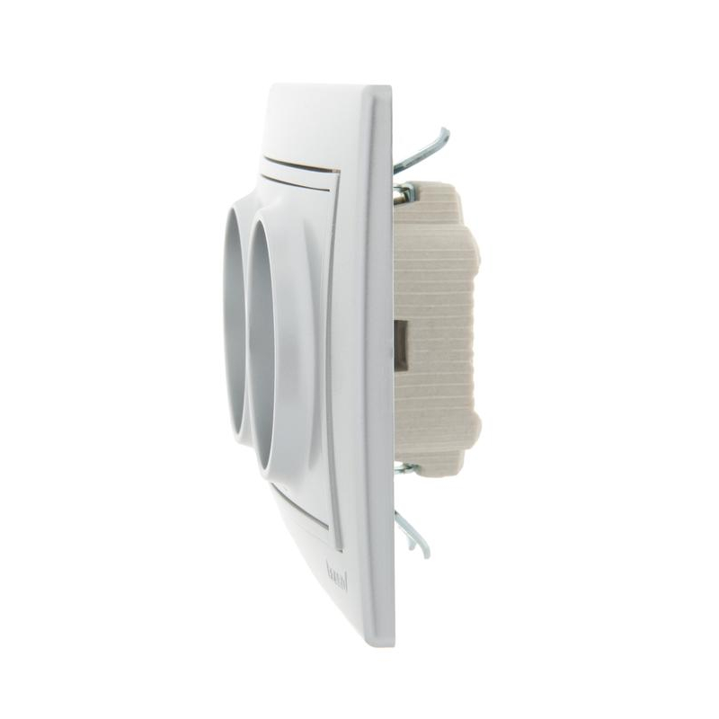 Розетка 2-м СП Мира 16А IP20 без заземл. со вставкой керамика сер. метал. LEZARD 701-1010-128