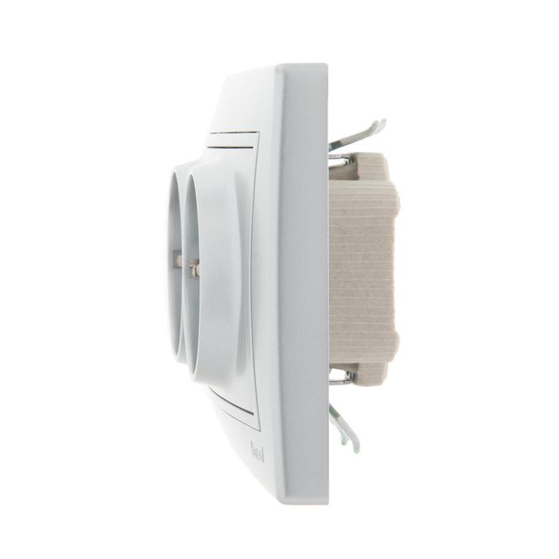 Розетка 2-м СП Мира 16А IP20 с заземл. со вставкой керамика сер. метал. LEZARD 701-1010-127