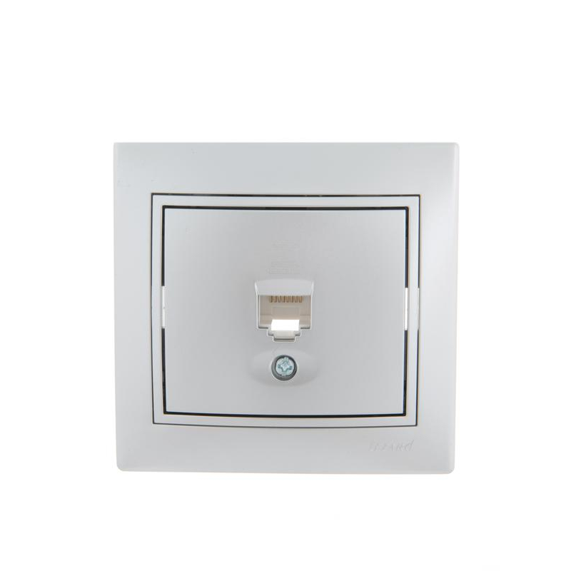 Розетка компьютерная 1-м СП Мира RJ45 метал. сер. LEZARD 701-1010-139