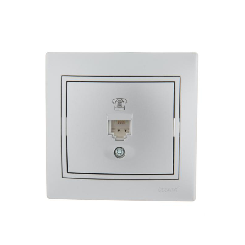 Розетка телефонная 1-м СП Мира RJ11 метал. сер. LEZARD 701-1010-137