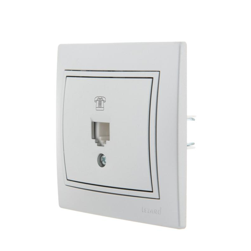 Розетка телефонная 1-м СП Мира RJ11 метал. сер. LEZARD 701-1010-137