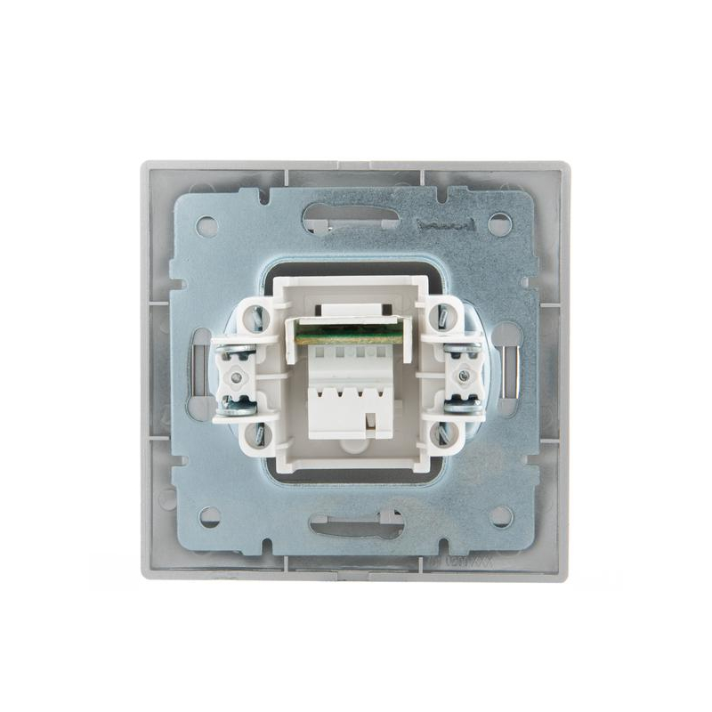 Розетка телефонная 1-м СП Мира RJ11 метал. сер. LEZARD 701-1010-137