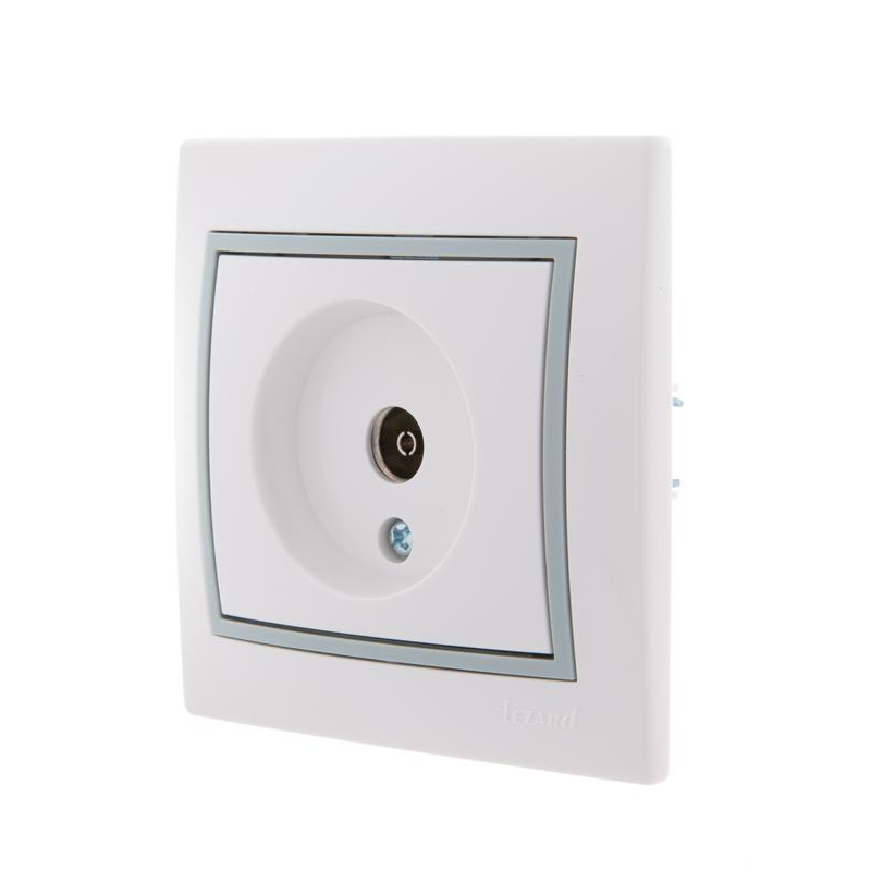 Розетка оконечная TV СП Мира 16А IP20 с сер. вставкой бел. LEZARD 701-0215-130