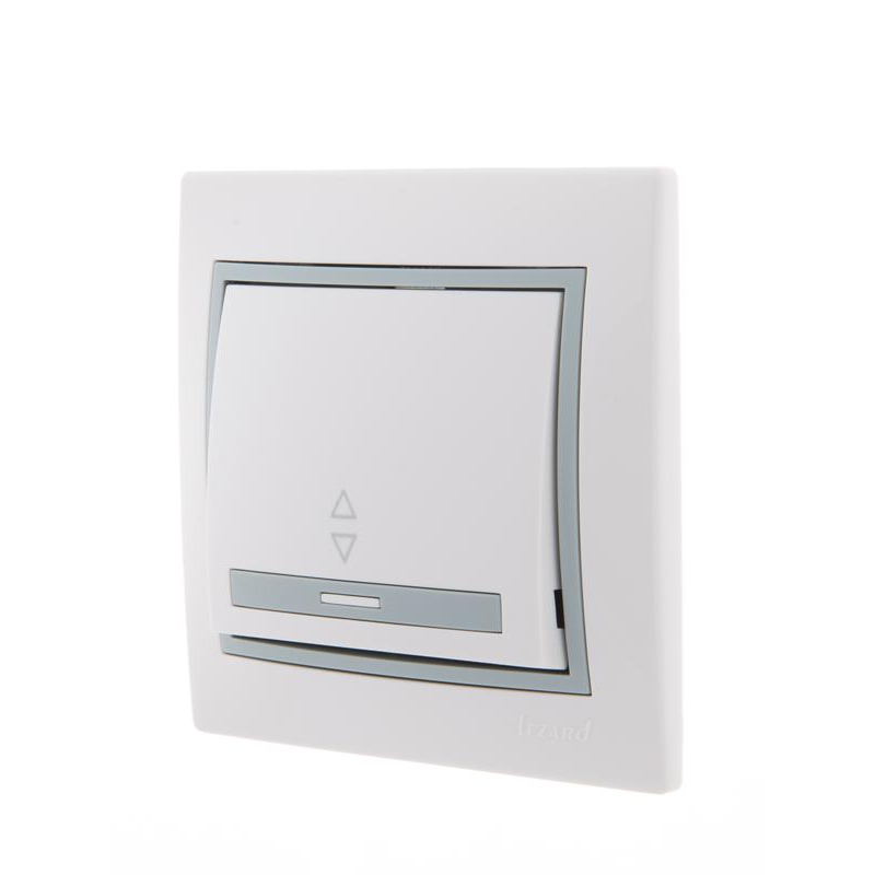 Выключатель проходной 1-кл. СП Мира 10А с сер. вставкой бел. LEZARD 701-0215-105