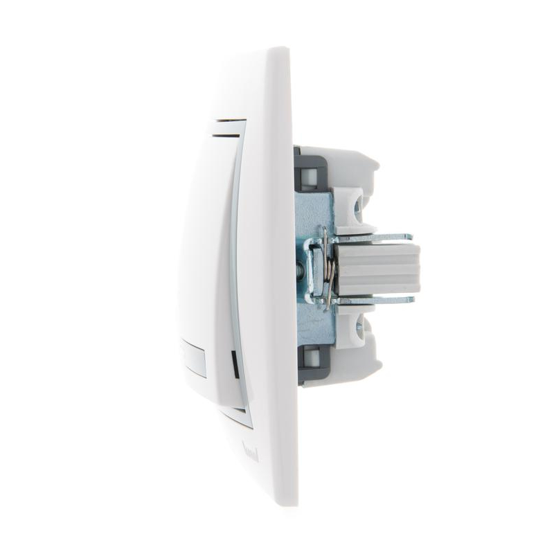 Выключатель проходной 1-кл. СП Мира 10А с сер. вставкой бел. LEZARD 701-0215-105