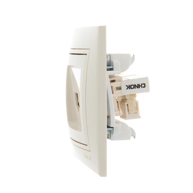 Розетка телефонная RJ11 2-м СП Мира 16А IP20 евро стандарт со вставкой крем. LEZARD 701-0303-138