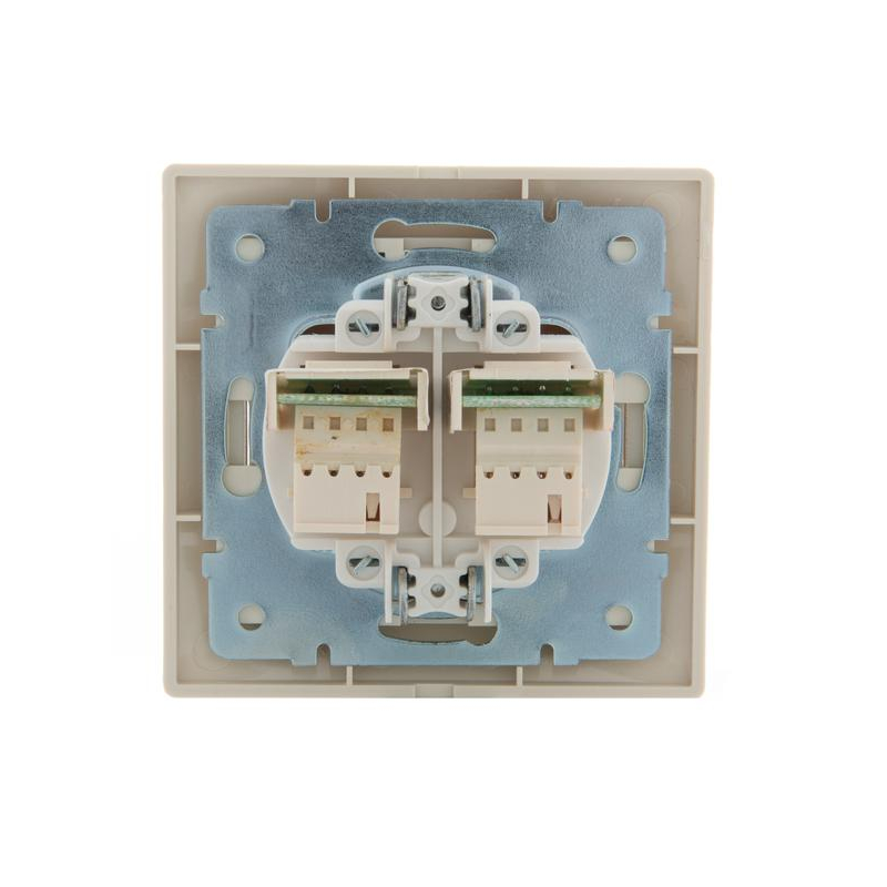 Розетка телефонная RJ11 2-м СП Мира 16А IP20 евро стандарт со вставкой крем. LEZARD 701-0303-138