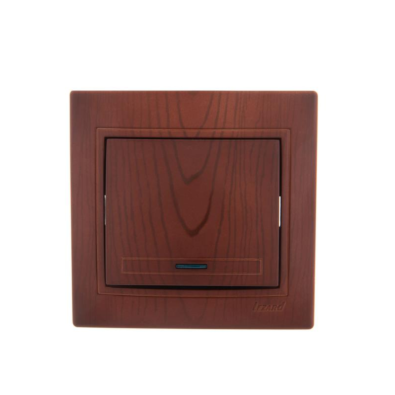 Выключатель 1-кл. СП Мира 10А с подсветкой вишня LEZARD 701-0601-111