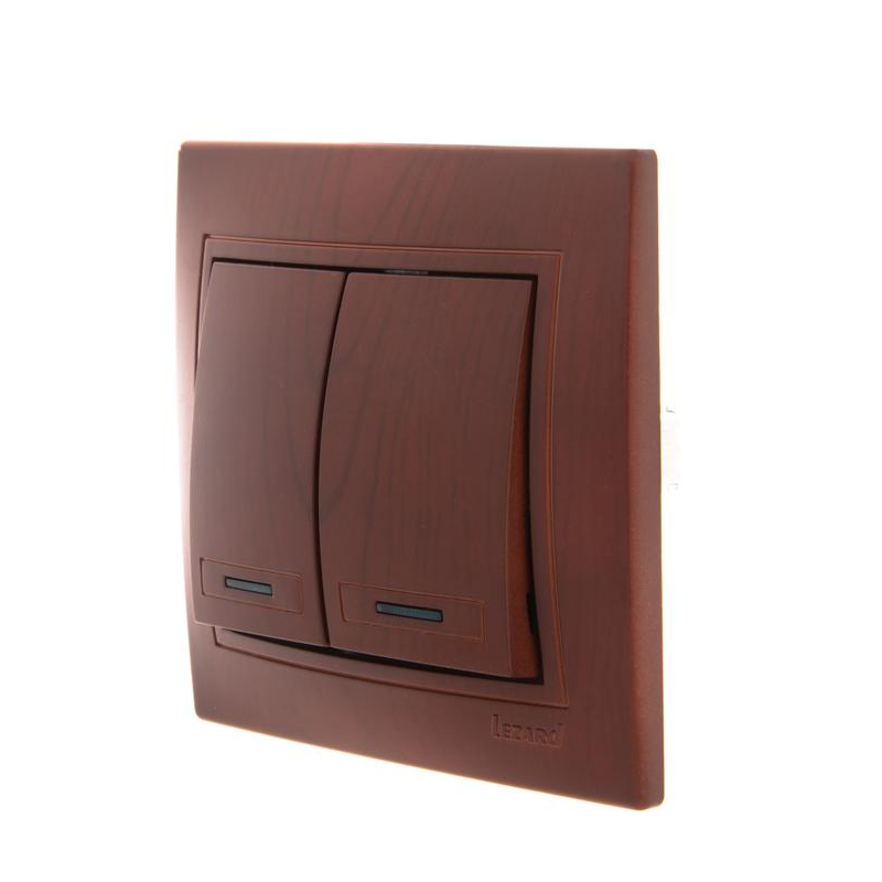 Выключатель 2-кл. СП Мира 10А с подсветкой вишня LEZARD 701-0601-112