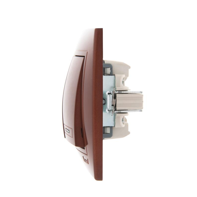 Выключатель 2-кл. СП Мира 10А с подсветкой вишня LEZARD 701-0601-112