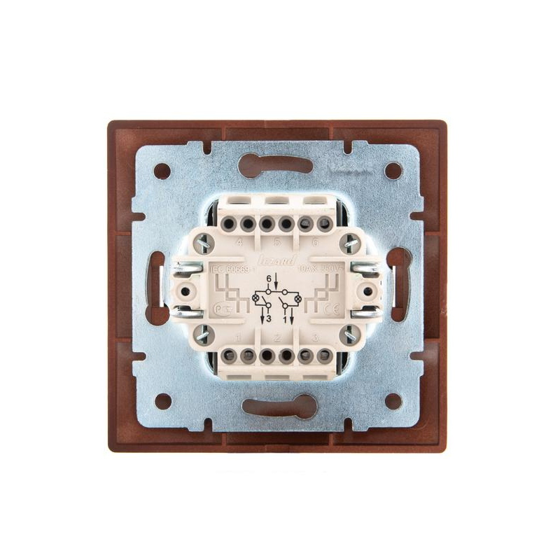 Выключатель 2-кл. СП Мира 10А с подсветкой вишня LEZARD 701-0601-112