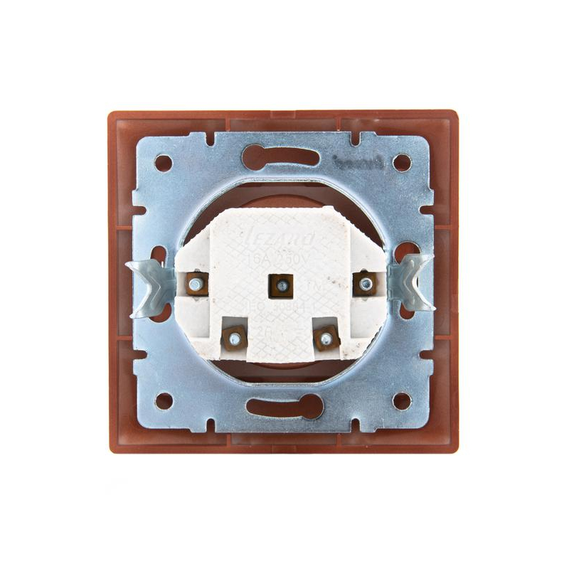 Розетка 1-м СП Мира 16А IP20 без заземл. керамика вишня LEZARD 701-0601-121