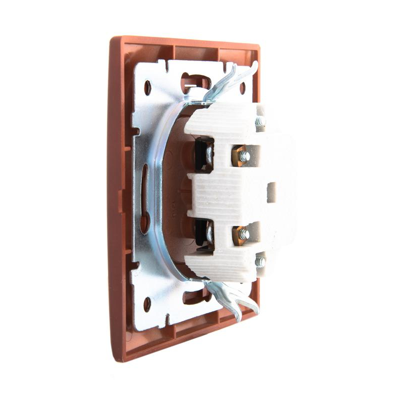 Розетка 1-м СП Мира 16А IP20 без заземл. керамика вишня LEZARD 701-0601-121