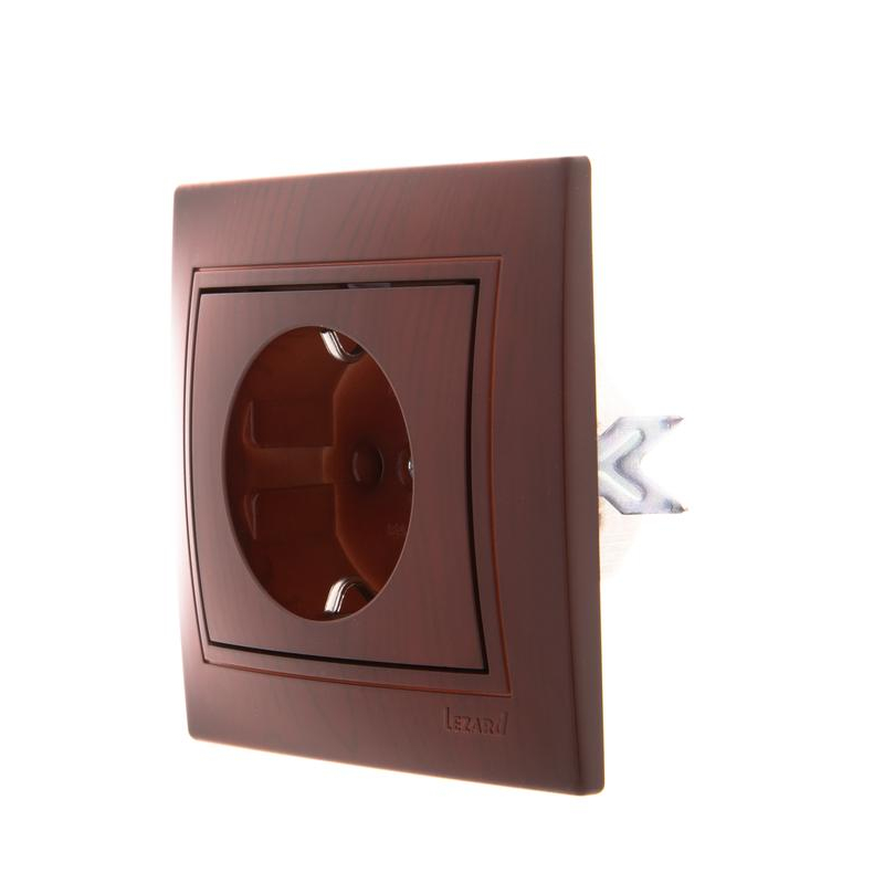 Розетка 1-м СП Мира 16А IP20 с заземл. керамика вишня LEZARD 701-0601-122