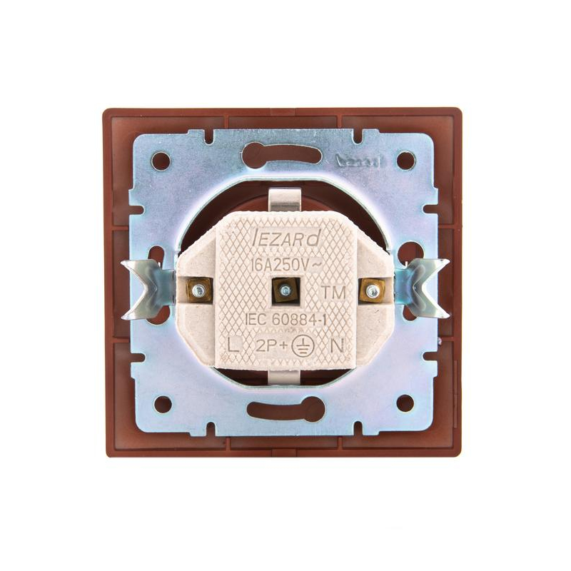 Розетка 1-м СП Мира 16А IP20 с заземл. керамика вишня LEZARD 701-0601-122