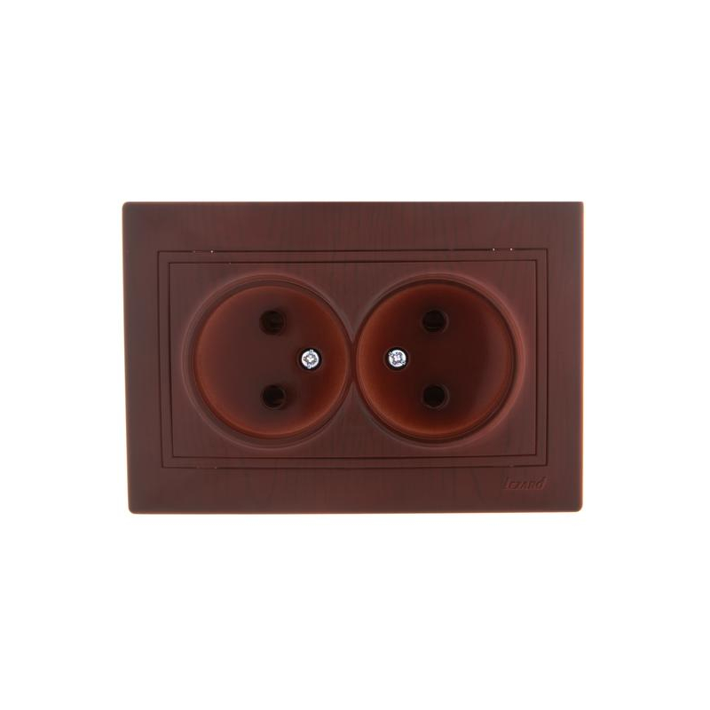Розетка 2-м СП Мира 16А IP20 без заземл. керамика вишня LEZARD 701-0601-128