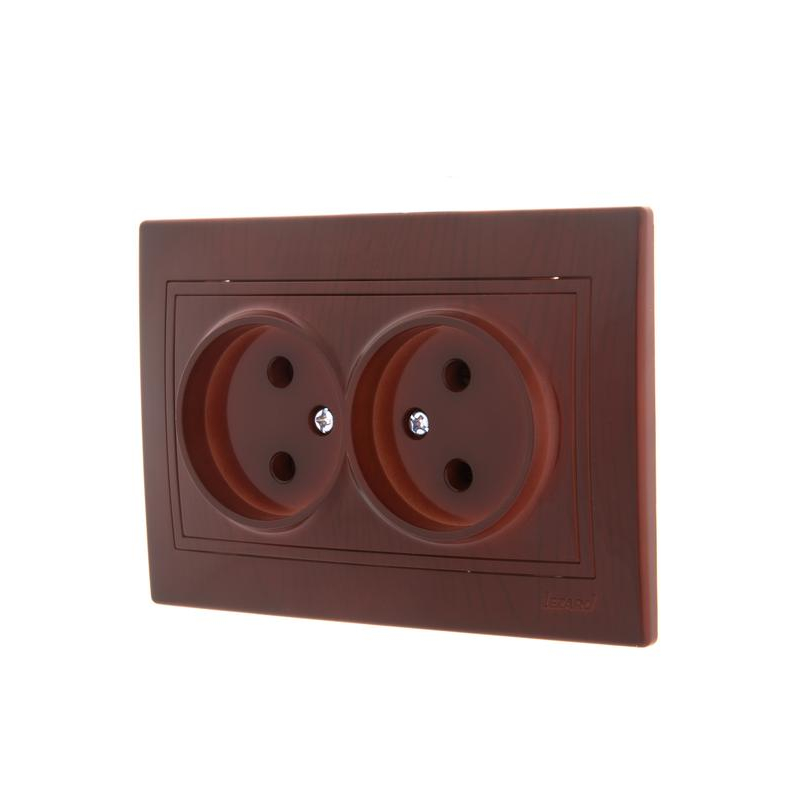 Розетка 2-м СП Мира 16А IP20 без заземл. керамика вишня LEZARD 701-0601-128